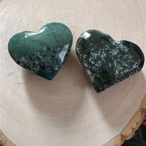 Moss agate hearts. Each one uniquely different.